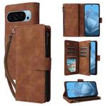 For Google Pixel 9 Multifunctional Multi-Card Wallet Phone Leather Case(Brown)