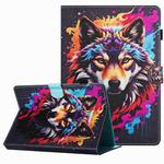 For 7 inch Painted Pattern Stitching Leather Tablet Case(Colorful Wolf)