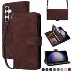 For Samsung Galaxy S23 FE 5G Crossbody Multi-card Slot Wallet Zipper Leather Phone Case(Coffee)