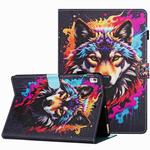 For Samsung Galaxy Tab A7 Lite T220 Painted Pattern Stitching Leather Tablet Case(Colorful Wolf)