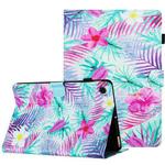 For Samsung Galaxy Tab A9 Painted Pattern Stitching Smart Leather Tablet Case(Bougainvillea)