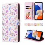 For Samsung Galaxy A15 5G Bronzing Painting RFID Leather Case(Pansies)