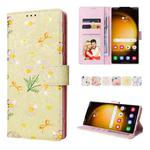 For Samsung Galaxy S24 Ultra 5G Bronzing Painting RFID Leather Case(Yellow Daisy)