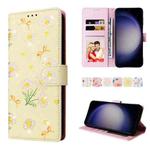 For Samsung Galaxy S24 5G Bronzing Painting RFID Leather Case(Yellow Daisy)