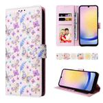 For Samsung Galaxy A25 Bronzing Painting RFID Leather Case(Pansies)