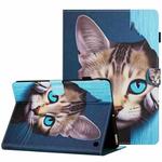 For Amazon Kindle Fire Max 11 Painted Pattern Stitching Smart Leather Tablet Case(Blue Cat)