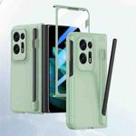 For OPPO Find N2 Integrated Skin Feel PC Phone Case with Pen / Pen Box(Light Green)
