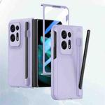 For OPPO Find N2 Integrated Skin Feel PC Phone Case with Pen / Pen Box(Purple)