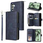 For Samsung Galaxy S24 FE 5G 9-Card Slots Zipper Wallet Bag Leather Phone Case(Blue)