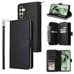 For Samsung Galaxy S24 FE 5G 9-Card Slots Zipper Wallet Bag Leather Phone Case(Black)