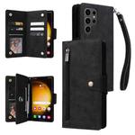 For Samsung Galaxy S24 Ultra 5G Rivet Buckle 9 Cards 3-Fold Wallet Leather Phone Case(Black)