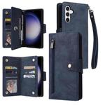 For Samsung Galaxy S23 FE 5G Rivet Buckle 9 Cards 3-Fold Wallet Leather Phone Case(Blue)