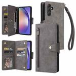 For Samsung Galaxy A55 5G Rivet Buckle 9 Cards 3-Fold Wallet Leather Phone Case(Grey)