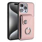 For iPhone 14 Pro Max Organ Card Bag Ring Holder Phone Case(Pink)