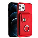 For iPhone 12 Pro Max Organ Card Bag Ring Holder Phone Case(Red)