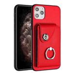For iPhone 11 Pro Max Organ Card Bag Ring Holder Phone Case(Red)