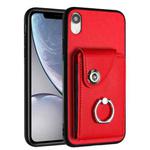 For iPhone XR Organ Card Bag Ring Holder Phone Case(Red)