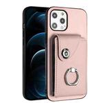 For iPhone 12 Pro Organ Card Bag Ring Holder Phone Case(Pink)