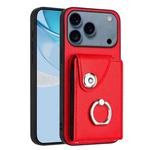 For iPhone 17 Pro Max Organ Card Bag Ring Holder Phone Case(Red)