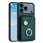 For iPhone 17 Pro Max Organ Card Bag Ring Holder Phone Case(Green)
