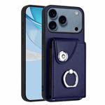For iPhone 17 Pro Organ Card Bag Ring Holder Phone Case(Blue)