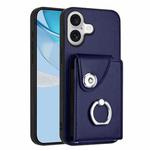 For iPhone 17 Organ Card Bag Ring Holder Phone Case(Blue)
