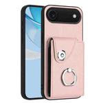 For iPhone 17 Air Organ Card Bag Ring Holder Phone Case(Pink)
