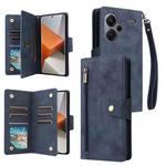 For Xiaomi Redmi Note 13 Pro+ Rivet Buckle 9 Cards Three Fold Leather Phone Case(Blue)