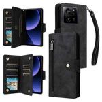 For Xiaomi 13T Pro 5G /13T 5G Global Rivet Buckle 9 Cards Three Fold Leather Phone Case(Black)