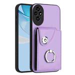 For Honor 200 Pro 5G Organ Card Bag Ring Holder PU Phone Case(Purple)