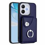 For Honor 400 Lite Global / X70i Organ Card Bag Ring Holder PU Phone Case(Blue)