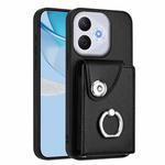 For Honor 400 Lite Global / X70i Organ Card Bag Ring Holder PU Phone Case(Black)