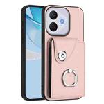 For Honor 400 Lite Global / X70i Organ Card Bag Ring Holder PU Phone Case(Pink)