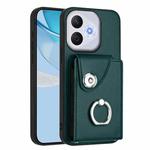 For Honor 400 Lite Global / X70i Organ Card Bag Ring Holder PU Phone Case(Green)