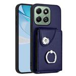 For Honor X6b 4G Organ Card Bag Ring Holder PU Phone Case(Blue)