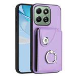 For Honor X6b 4G Organ Card Bag Ring Holder PU Phone Case(Purple)