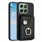 For Honor X6b 4G Organ Card Bag Ring Holder PU Phone Case(Black)