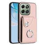 For Honor X6b 4G Organ Card Bag Ring Holder PU Phone Case(Pink)