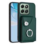 For Honor X6b 4G Organ Card Bag Ring Holder PU Phone Case(Green)