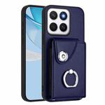For Honor X8c 4G Organ Card Bag Ring Holder PU Phone Case(Blue)