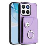 For Honor X8c 4G Organ Card Bag Ring Holder PU Phone Case(Purple)