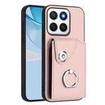 For Honor X8c 4G Organ Card Bag Ring Holder PU Phone Case(Pink)