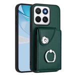 For Honor X8c 4G Organ Card Bag Ring Holder PU Phone Case(Green)