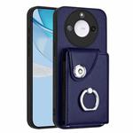 For Honor X60 / X9c Smart Organ Card Bag Ring Holder PU Phone Case(Blue)