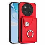 For Honor X60 Pro / X9c / Magic7 Lite Organ Card Bag Ring Holder PU Phone Case(Red)