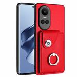 For OPPO Reno10/Reno10 Pro 5G Global Organ Card Bag Ring Holder PU Phone Case(Red)