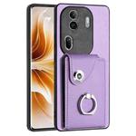 For OPPO Reno11 Pro Global Organ Card Bag Ring Holder PU Phone Case(Purple)