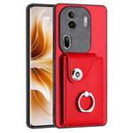 For OPPO Reno11 Pro Global Organ Card Bag Ring Holder PU Phone Case(Red)