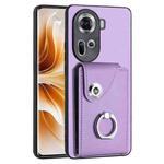 For OPPO Reno11 Global Organ Card Bag Ring Holder PU Phone Case(Purple)