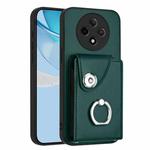 For OPPO A3 Pro 5G Organ Card Bag Ring Holder PU Phone Case(Green)